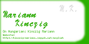 mariann kinczig business card